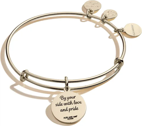 Vista 2 de Alex and Ani Because I Love You Granddaughter - Pulsera de alambre expandible para mujer, por tu lado encanto, acabado dorado antiguo brillante, 2 a