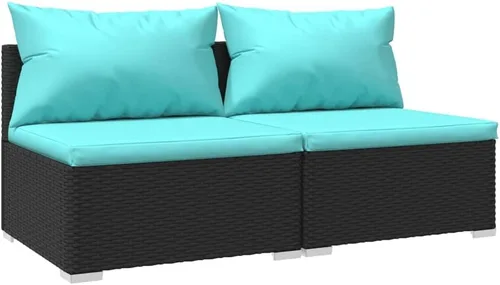 Vista 17 de 3-Piece Modular PE Rattan Sofa Set, Black 3-Seater Patio Couch