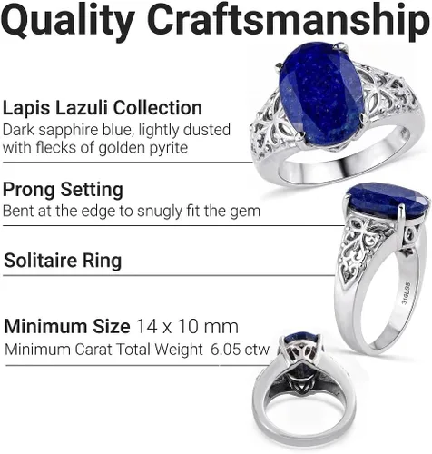 Vista 5 de Shop LC Lapis Lazuli Birthstone Promise Ring for Women, Stainless Steel
