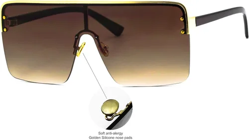 Vista 2 de Gafas de sol estilo aviador de gran tamaño con parte superior plana cuadrada vintage