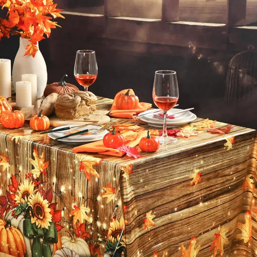 Vista 2 de Tranqun - 4 manteles de plástico para otoño, 108 x 54 pulgadas