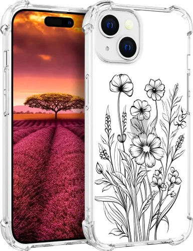 Vista 72 de Funda compatible con iPhone 15, bonita funda transparente para mujer, funda de silicona transparente para teléfono, color negro, tigre poderoso