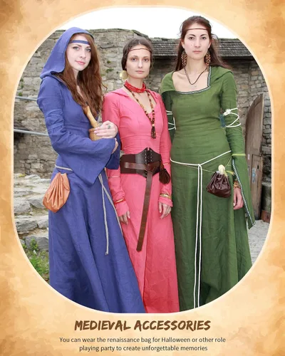 Vista 5 de Jiuguva Women's Renaissance Corset Waist Belt Medieval Viking Belt Medieval Leather Belt Pouch Ren Faire Costume Accessories