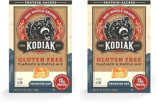Vista 6 de Kodiak Gluten Free Flapjack, Pancake & Waffle Mix, Frontier Oat, Alta en Proteína, 100% Granos Integrales (Paquete de 1)