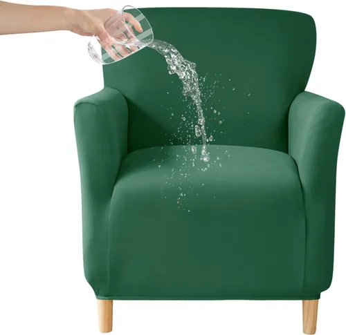 Vista 24 de CRFATOP - Funda elástica para sillón de mediados de siglo moderno de 1 pieza, fundas de silla de acento de jacquard con brazos, fundas de silla