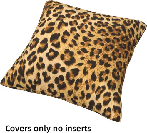 Vista 5 de Juego de 4 fundas de almohada con estampado de leopardo de 18 x 18 pulgadas para sofá, juego de 4 fundas de almohada cuadradas decorativas modernas