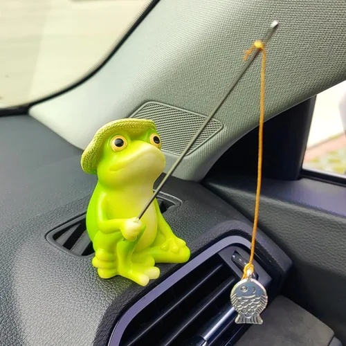 Vista 10 de Lindos adornos de coche de pesca para salpicadero, decoración de tablero de instrumentos de coche de peces oscilantes, divertida decoración de coche
