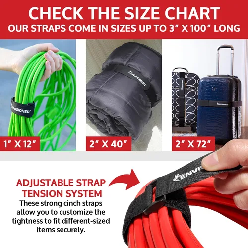 Vista 7 de Correas de terciopelo de 2 x 30 pulgadas – Paquete de 6 correas reutilizables de microfibra suave al tacto