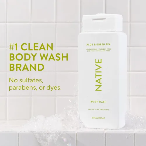Vista 2 de Native Body Wash Contiene Ingredientes Derivados Naturalmente Para Mujeres y Hombres, Libre de Sulfato, Parabenos y Colorantes Dejándole la Piel