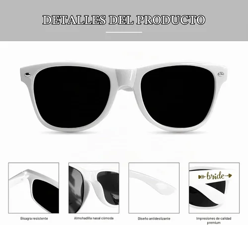 Vista 2 de LADY&HOME Paquete de 10 regalos de despedida de soltera, gafas de sol retro Negro