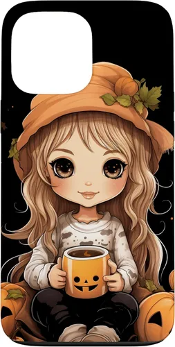 Vista 23 de Chibi Girl Anime Kawaii Pumpkin Spice Latte Fall Halloween Case for iPhone 16