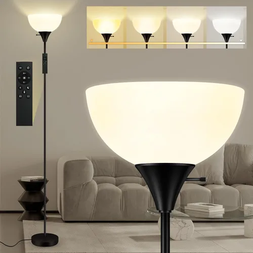 Vista 9 de Lámparas de pie para sala de estar, lámparas de pie Torchiere de 71'' con control remoto, temperatura de color y brillo ajustables 2700K-6500K