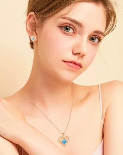 Vista 2 de capirosa S925 Forever Love Heart Necklaces for Women Mother's Day Gifts Sterling Silver Rose Gold Diamond Birthstone Pendant Necklace Jewelry