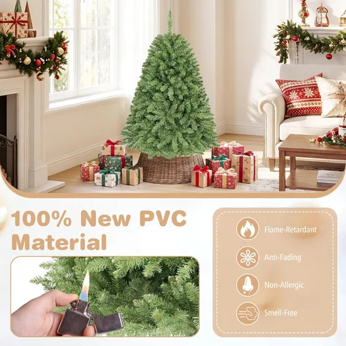 Vista 4 de GOFLAME Árbol de Navidad artificial de 4 pies con soporte de metal plegable