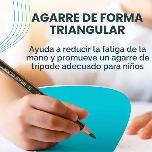 Vista 5 de KOALA TOOLS Lápices Garra de Oso Paquete de 1 (6 Lápices) - Gruesos, Resistentes, Agarre Triangular, Grafito, Mina 2B con Goma de Borrar