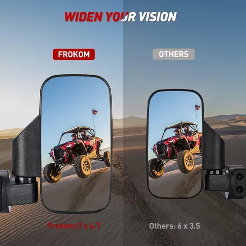 Vista 4 de Frokom Espejo lateral UTV, espejos UTV compatibles con jaula Pro-Fit compatible con Polaris Ranger 570 900 XP 1000 2015-2023 General 1000, Can Am