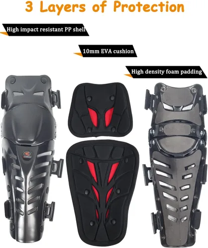 Vista 7 de Ridbiker Chaqueta protectora de motocicleta, rodilleras ajustables de 3 secciones, 1 par, protector de pecho de columna vertebral con protección