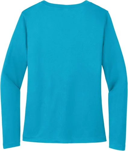 Vista 3 de Sport-Tek señoras cuello en V playera > orquídea rosa Azul atómico