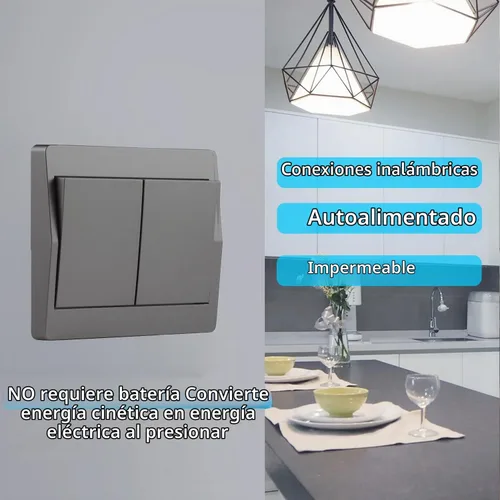 Vista 2 de Interruptor de luz inalámbrico autoalimentado, control remoto con rango