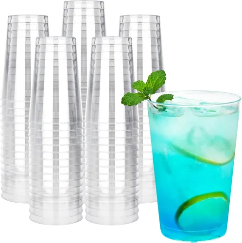 Vista 16 de RACETOP Vasos de plástico desechables transparentes de 9 onzas, paquete de 50 vasos de plástico transparente, vasos de fiesta resistentes, vasos