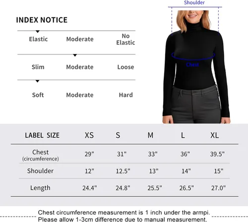 Vista 4 de Zengjo Camiseta térmica de cuello alto para mujer, manga larga, acanalada, capa base