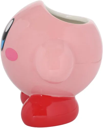 Vista 4 de Bioworld Kirby 18 Oz (532 ml) Taza de cerámica esculpida de personaje rosa