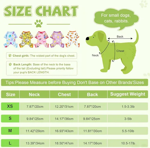 Vista 6 de Pijamas para perros pequeños, ropa para perros pequeños, ropa para perros pequeños, ropa suave y elástica para chihuahua, Yorkie, pijamas de verano