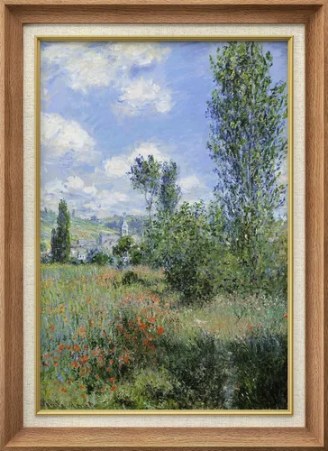 Vista 77 de MUDECOR Claude Monet - Arte artístico enmarcado prémium para pared, camino a través del maíz en Pourville, ilustraciones históricas culturales