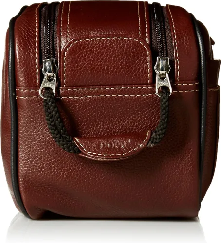 Vista 3 de Dopp Sillín de campo para hombre con cremallera múltiple, kit de viaje de cuero, Marrón