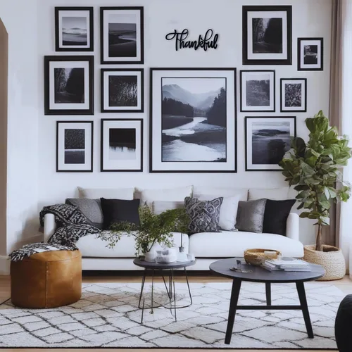 Vista 3 de Letrero de madera negra con texto en inglés "Thankful" (Thankful)
