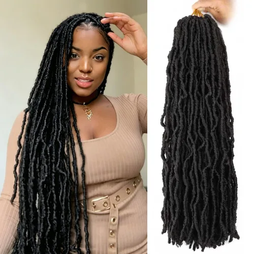 Vista 17 de 6 Paquetes Soft Locs Cabello de Ganchillo Pre Looped Faux Locs Trenzas de Ganchillo Goddess Locs Dreadlocs Cabello Sintético Para Mujeres Negras 1b