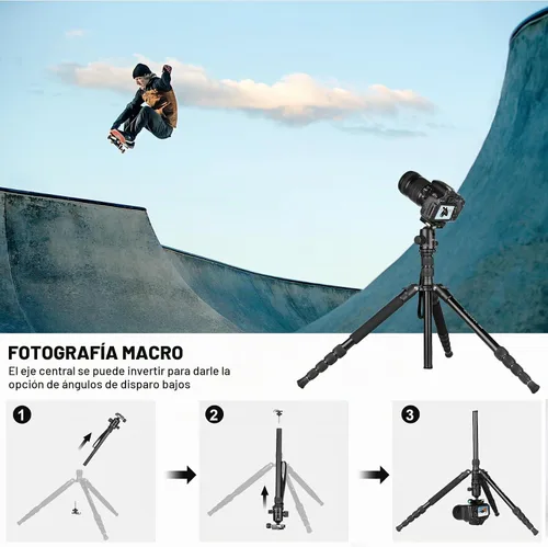 Vista 4 de Trípode resistente de 80/85 pulgadas para cámara y teléfono, trípodes monopié de 85" para cámara, trípode para binoculares DSLR, visores ópticos