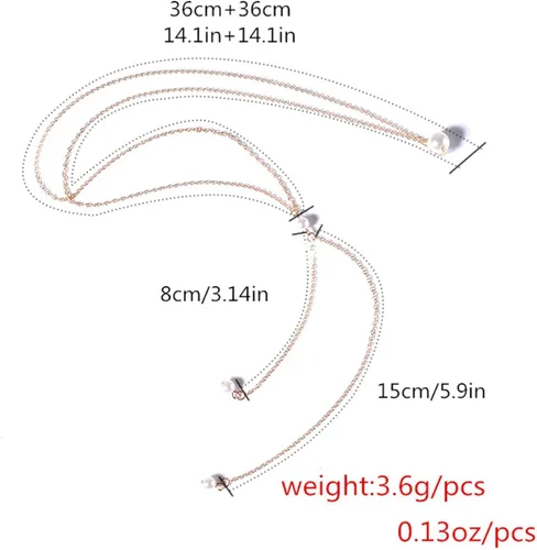 Vista 4 de Olbye Back Necklace Pearl Backdrop Necklaces Body Chain Jewelry for Women and Girls Bridal Jewelry
