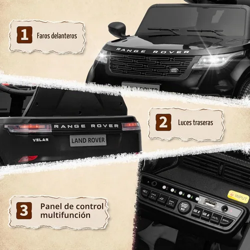 Vista 2 de Winado Vehículo eléctrico Land Rover con licencia de 12 V con control Negro