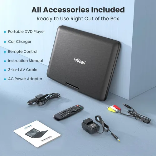 Vista 9 de ieGeek Reproductor de DVD portátil de 17,5" con pantalla giratoria HD