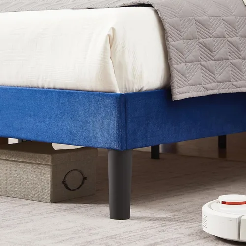 Vista 4 de VECELO Base de cama tamaño Queen, base de cama de plataforma con cabecera tapizada de altura ajustable, marcos resistentes y fuerte soporte