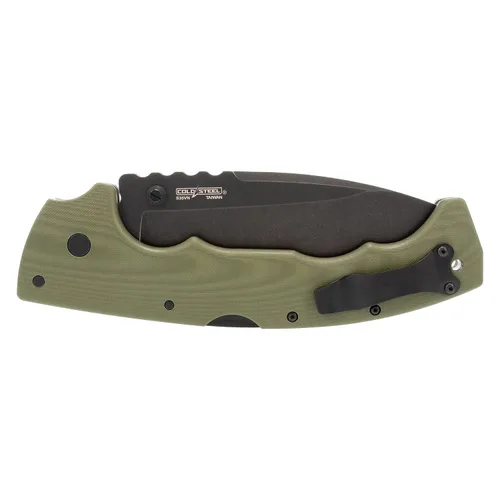 Vista 4 de Cold Steel 5 Max S35VN - Cuchillo de bolsillo plegable táctico plegable con punta de caída de acero de 5 pulgadas con mango ergonómico G10 verde