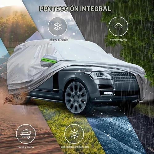 Vista 3 de Funda universal completa para automóvil, 6 capas para exteriores, cubierta gruesa para todo tipo de clima, protector solar, impermeable, a prueba