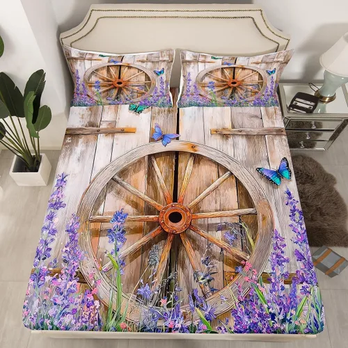 Vista 18 de Erosebridal Juego de ropa de cama rústica de tamaño individual, diseño de mariposa y girasol, para niños, adolescentes, adultos, retro, grunge