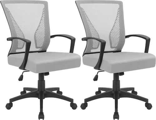 Vista 24 de Furmax Silla de oficina ergonómica de escritorio para computadora, silla de malla, respaldo medio, soporte lumbar giratorio con reposabrazos