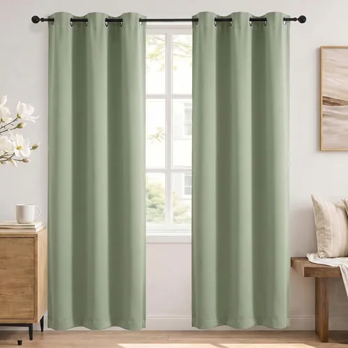 Vista 60 de Simplebrand Cortinas blancas puras de 96 pulgadas de largo para oscurecer la habitación, juego de 2 paneles para dormitorio/sala de estar, bloqueo