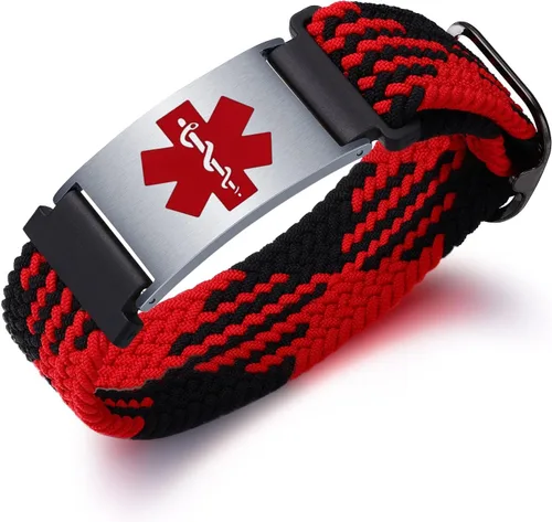 Vista 40 de Pulseras deportivas personalizadas de alerta médica para mujeres y hombres – Pulseras de identificación médica personalizadas con grabado gratuito