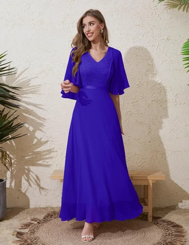 Vista 2 de DRESSTELLS Vestido formal para mujer, vestido de madre de la novia, invitada de boda, dama de honor, vestido largo de fiesta de graduación, vestidos