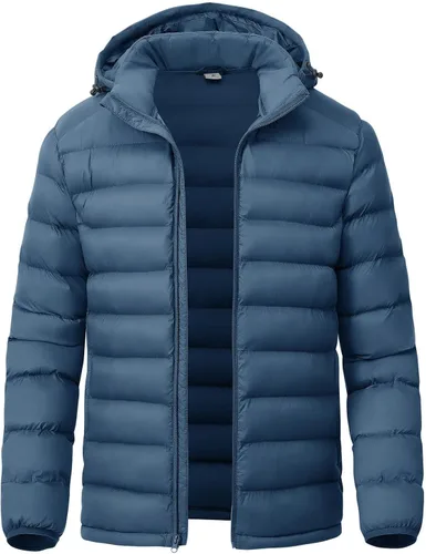 Vista 12 de YSENTO Men's Down Alternative Jackets Lightweight Water-Resistant Winter Insulated Puffer Coat Detachable Hood