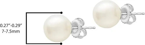 Vista 3 de Pendientes solitarios clásicos de plata de ley 925 AAA con perlas cultivadas de agua dulce - Elección de tamaño de perla