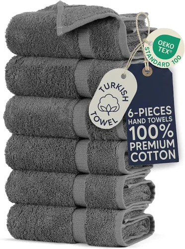 Vista 14 de Towel Bazaar Juego de toallas de 8 piezas, 100% algodón turco, color negro