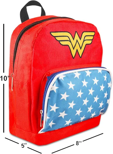 Vista 4 de Wonder Woman Juego de mini mochila Mini mochila Wonder Woman de lona de 10 pulgadas con bolsillo frontal y botella Paquete de mochila Wonder