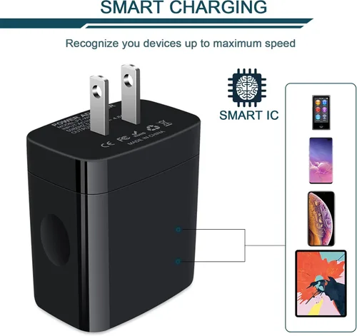 Vista 2 de Cargador de pared USB, paquete de 2 unidades AILKIN 4.8A de 4 puertos USB Plug Cube Brick Charging Box Enchufe de carga de pared, bloque de carga