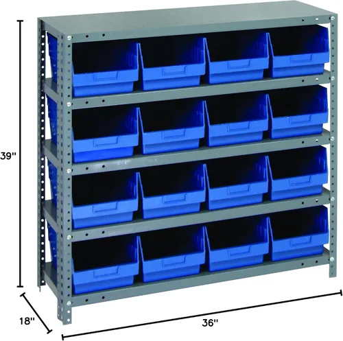 Vista 16 de Quantum QSBU-245BK Heavy Duty Shelving Unit with (7) Shelves and (24) QUS245 Black Bins for Garage Warehouse Storage Distribution 400 lb Load