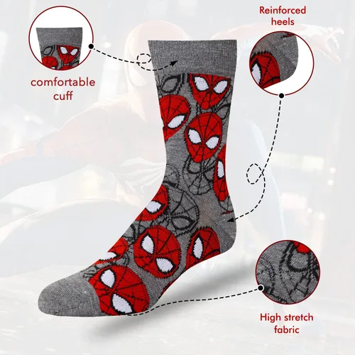 Vista 3 de Marvel Calcetines Spiderman para niños y hombres, paquete de 6 calcetines para hombres y niños, calcetines atléticos para hombres, calcetines